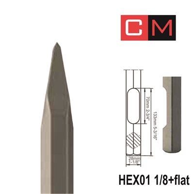 "HEX01 1 / 8+Flat; Pointe; 16"""