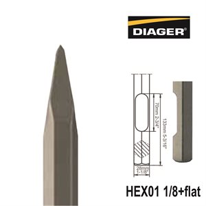 HEX28+Flat; Ciseau pointe; 1 1 / 8x16